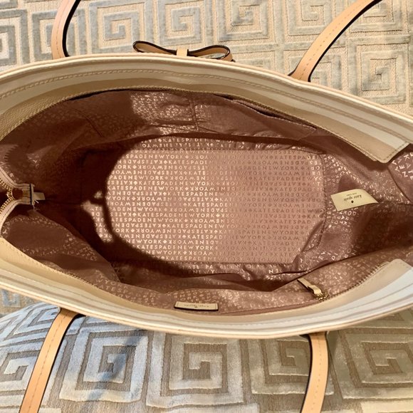 Kate Spade Cream & Tan Striped Tote Bag - Picture 6 of 9